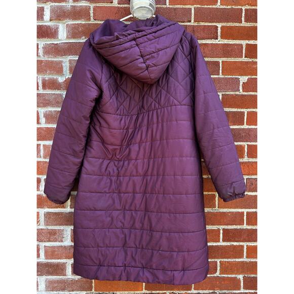 Fabletics Long Puffer Coat Women’s Medium Purple Hooded Quilted Winter Jacket - Picture 4 of 4